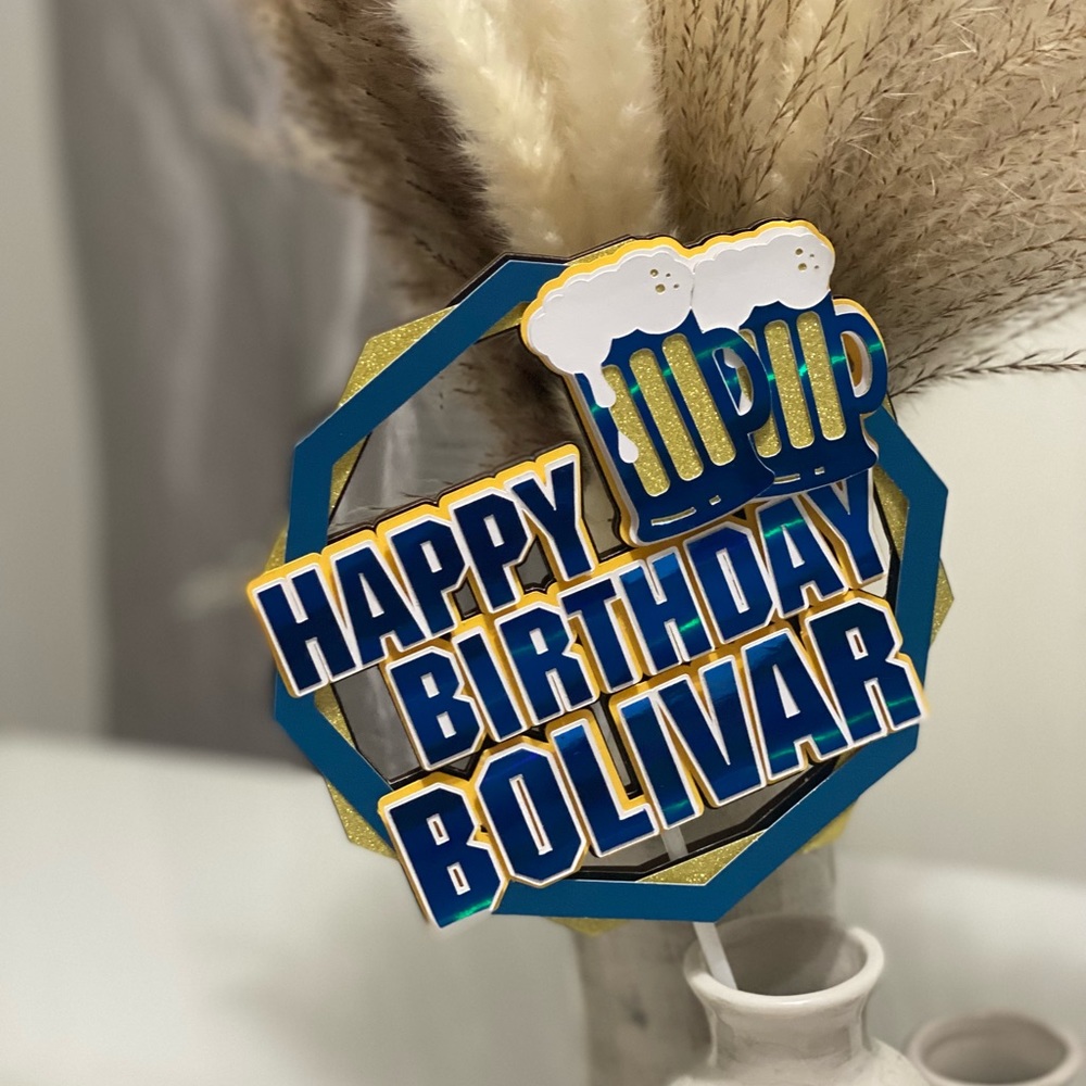 Beer themed cake topper